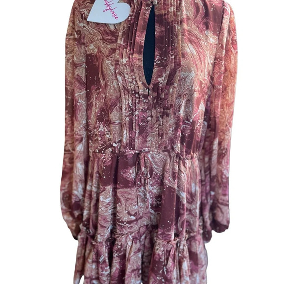BuddyLove “Grace” Ruffle Hem Dress in Marbled Print – Size Large (NWT) - Picture 2 of 12